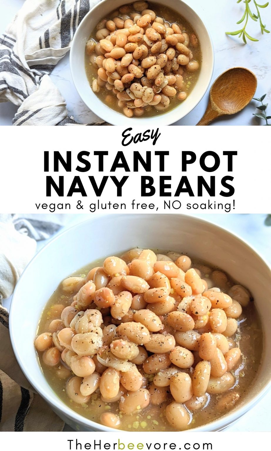 Instant Pot Navy Beans Recipe (No Soak) - The Herbeevore