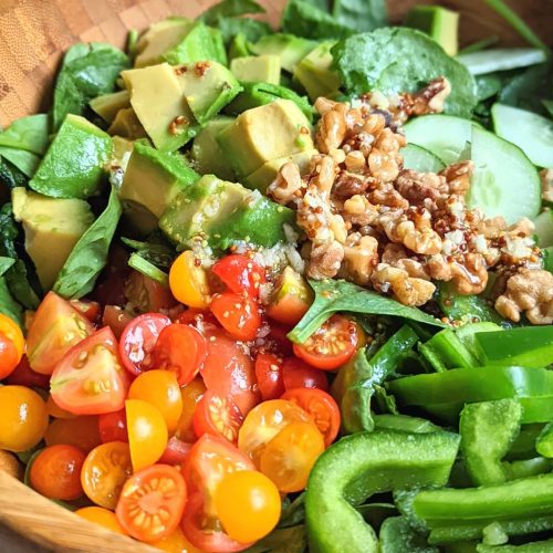 spinach avocado salad with tomatoes and dijon vinaigrette dressing homemade spinach salad easy entertaining salads for parties