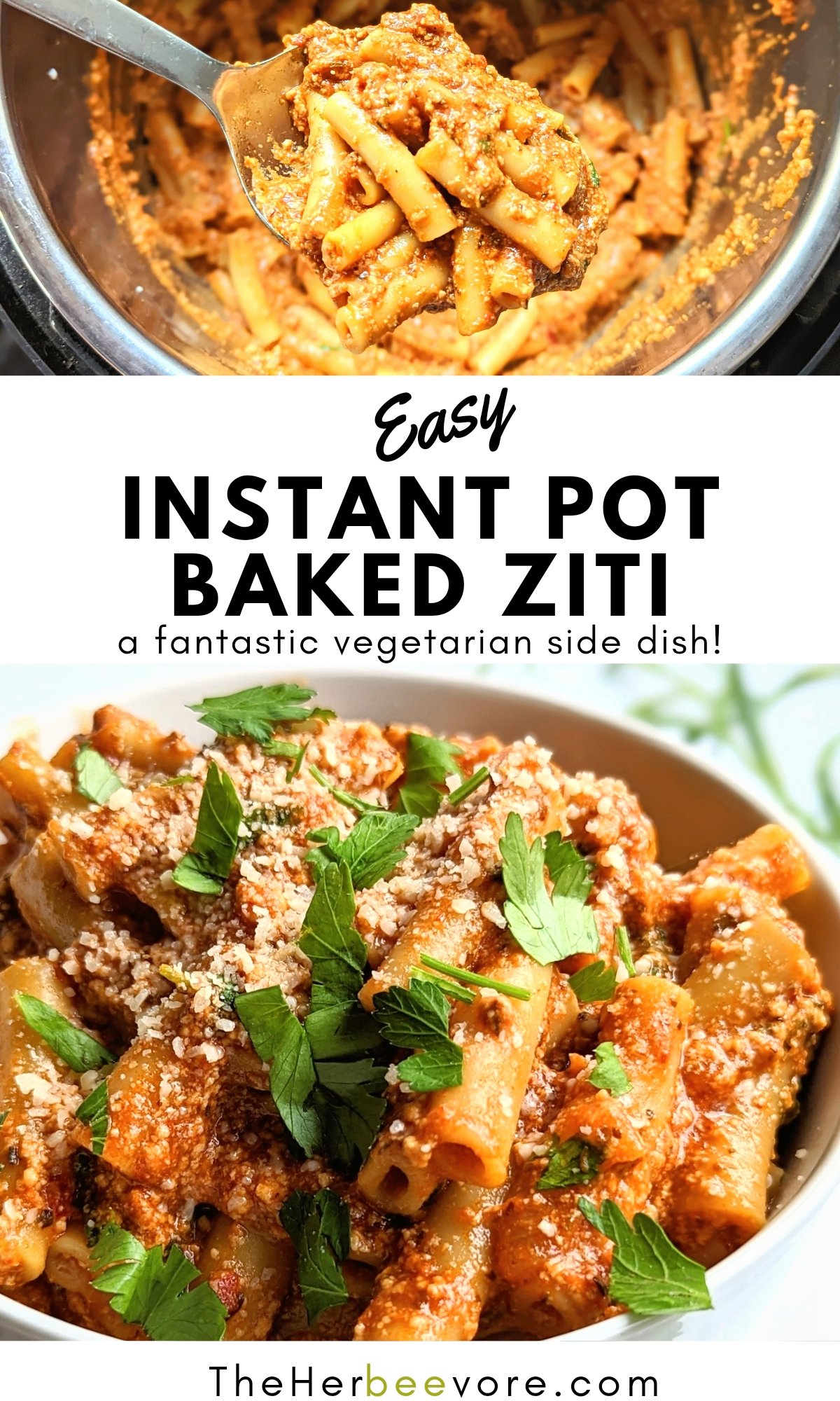 vegetarian instant pot baked ziti recipe healthy pasta gluten free vegan option no cheese healthy tvp texture vegetable protein pasta recipes
