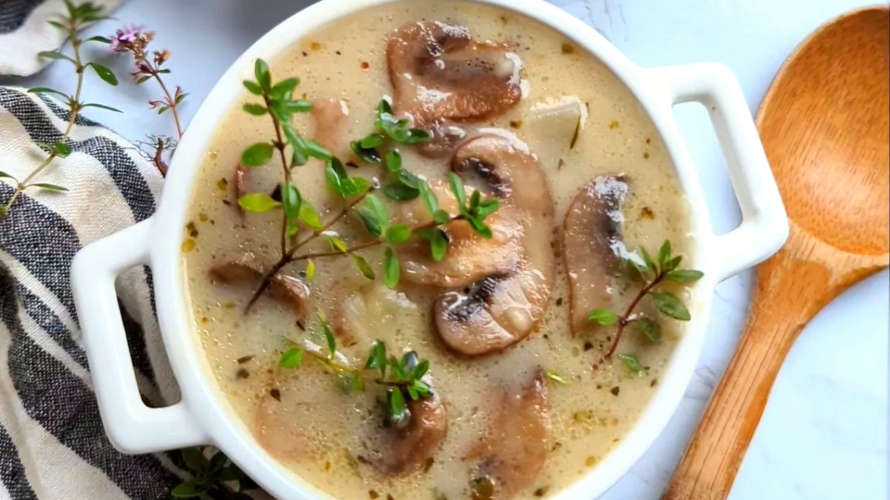 dairy free cream of mushroom soup recipe vegan coconut milk healthy nut free fresh herbs and spices gluten free