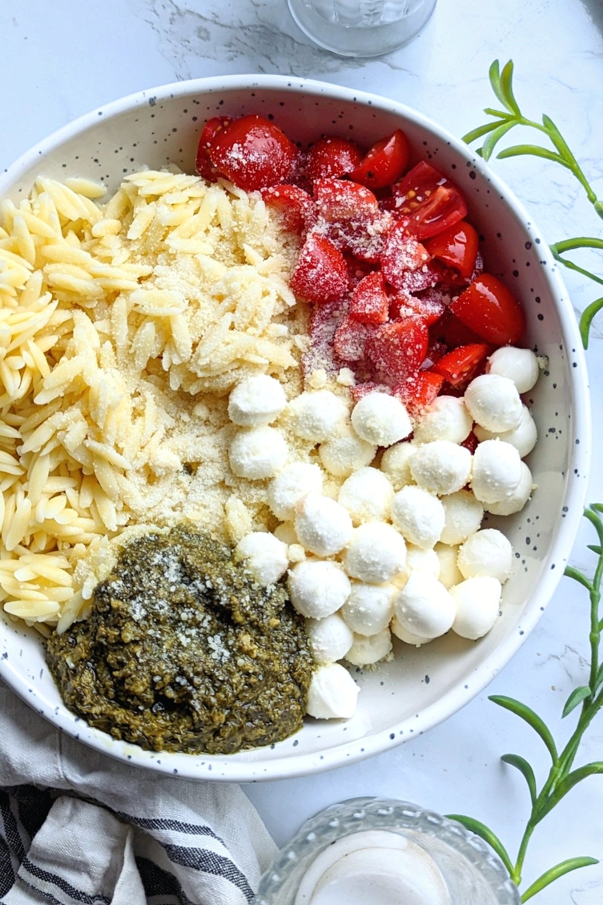 pesto orzo salad recipe vegetarian side dishes for Christmas pasta salad or thanksgiving pasta side salad recipe meatless