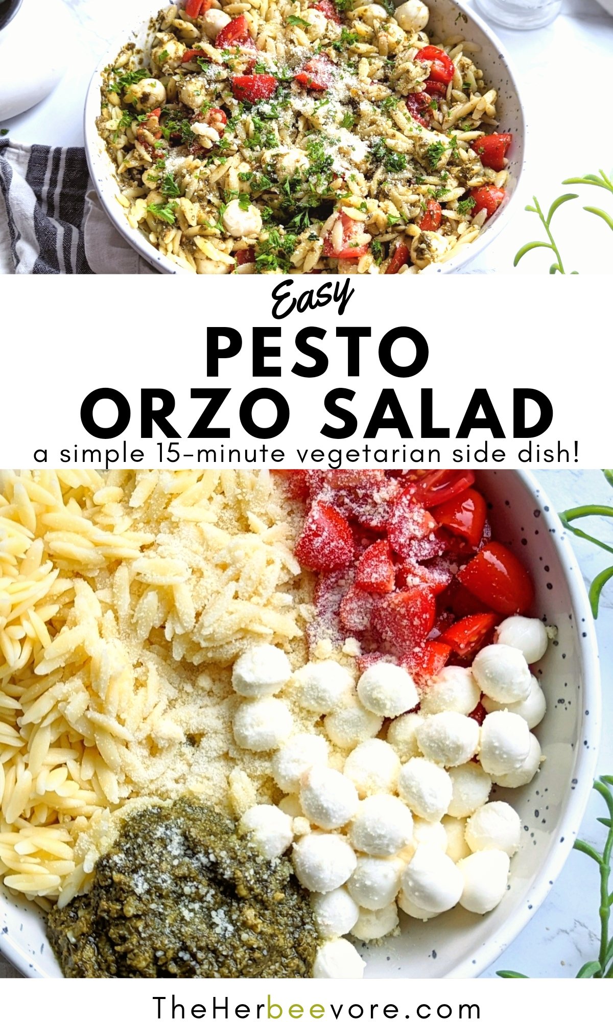 orzo pesto salad recipe healthy pasta salad with pesto dressing vegetarian holiday side dishes for christmas holidays or hannukah