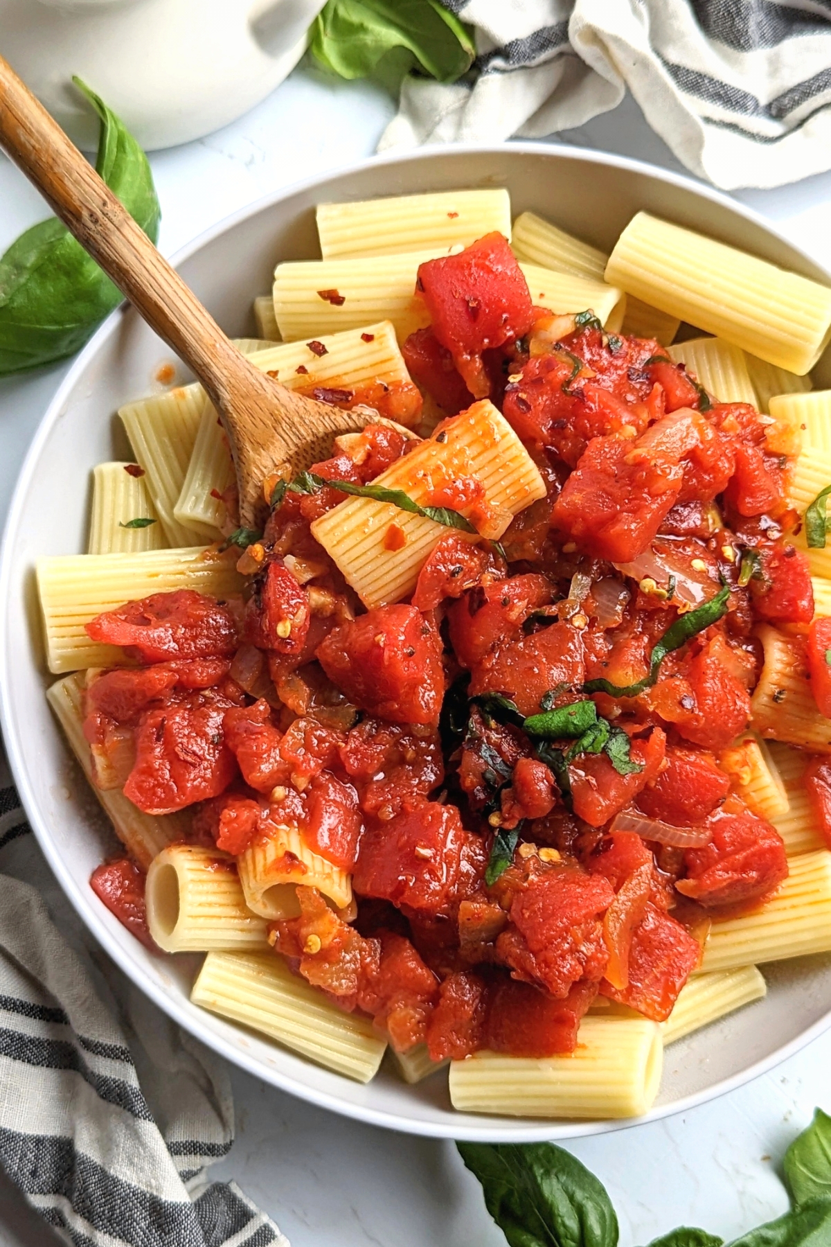rigatoni with arrabbiata sauce vegan thick pasta recipes 30 minute arrabbiata sauce easy italian sauces from pantry tomatoes and basil and garlic with good olive oil
