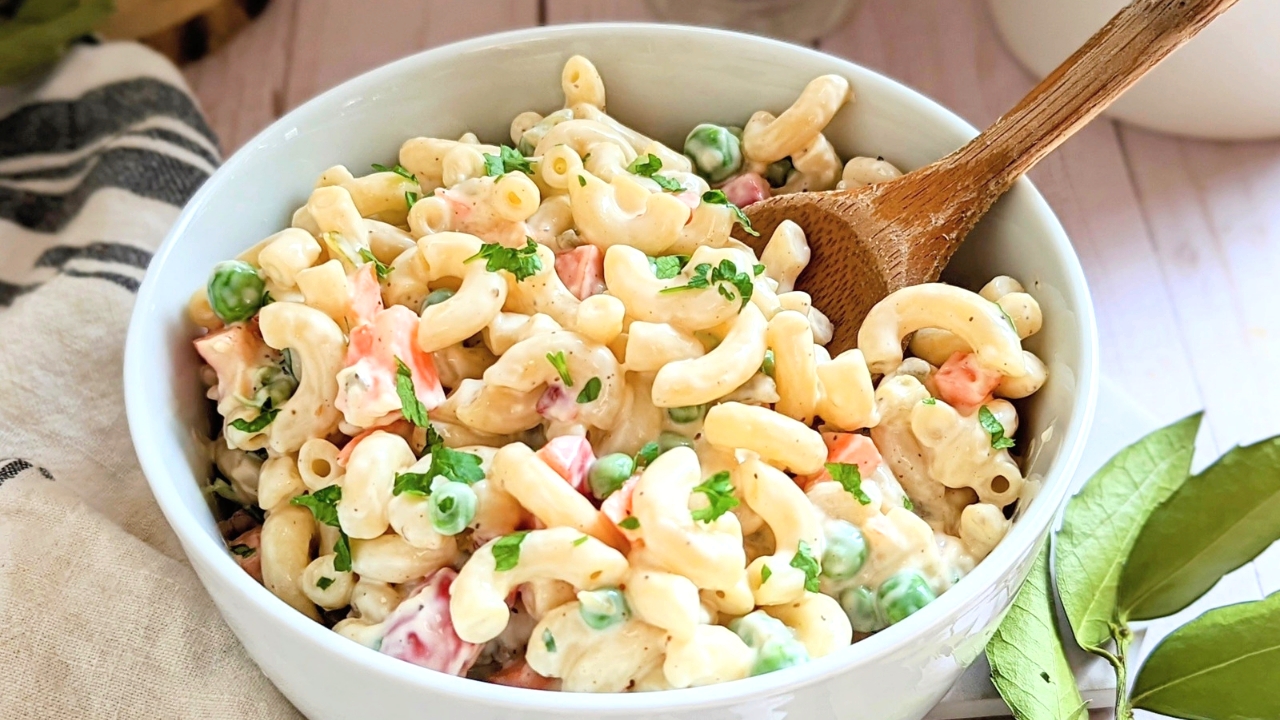 dairy free macaroni salad recipe no milk or cream vegan gluten free macaroni salad recipes plant based creamy pasta salad