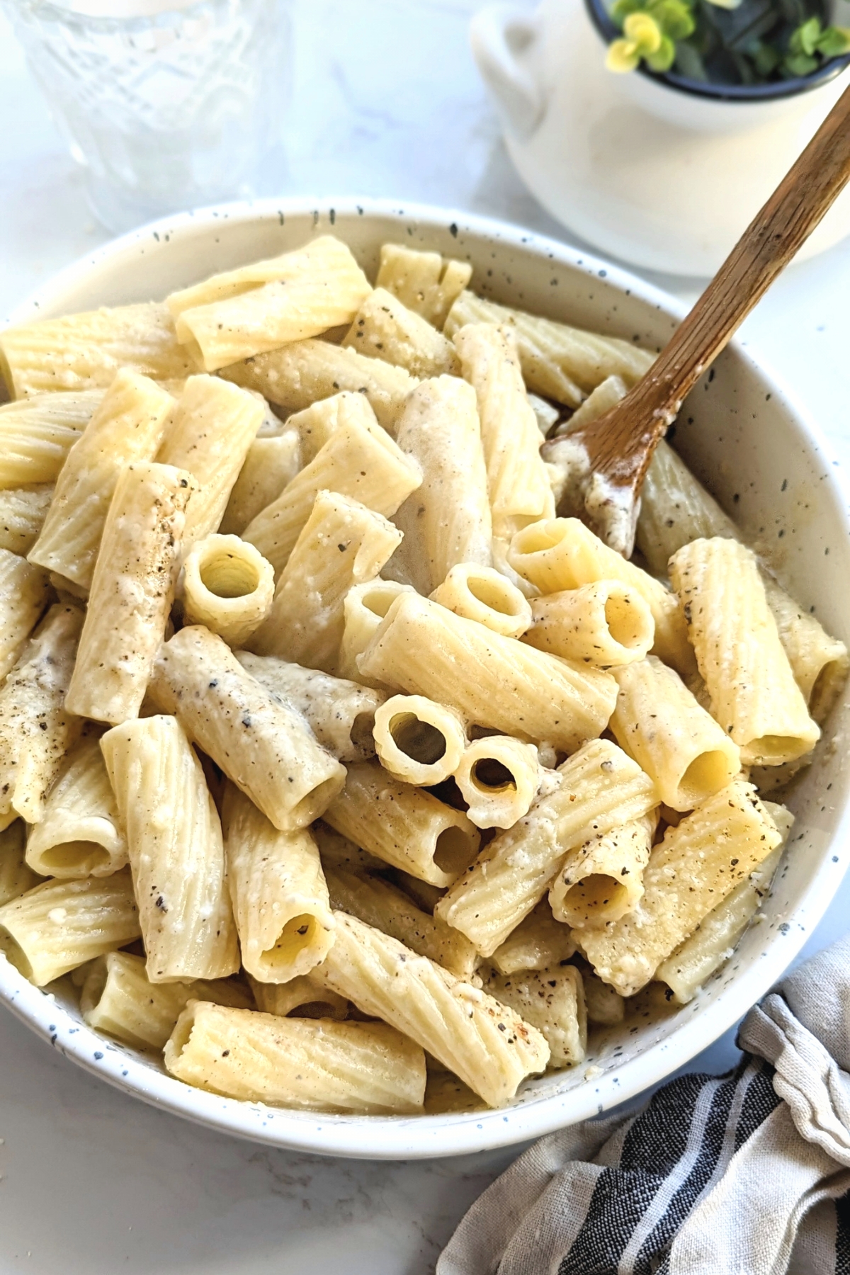 creamy rigatoni pasta with parmesan cheese and black pepper noodles easy roman italian recipes with rigatoni noodles meatless