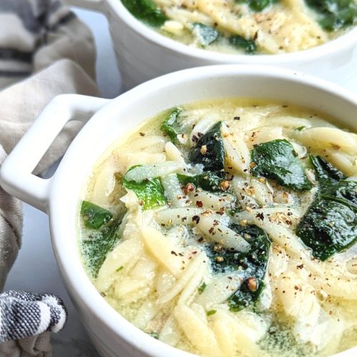 creamy orzo soup with spinach healthy vegetarian dinner ideas meatless meal prep lunches with pasta and spinach soups