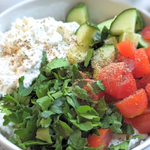 savory cottage cheese bowl recipe healthy cottage cheese salad no fruit keto low carb cottage cheese recipes