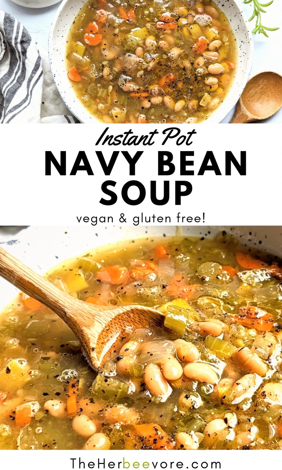 Instant Pot Navy Bean Soup Recipe - The Herbeevore