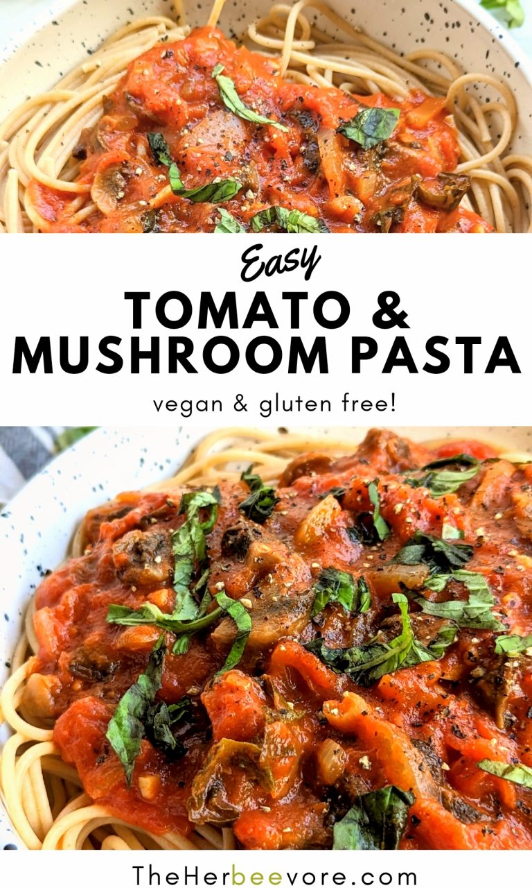 Picture of Tomato Mushroom Pasta Sauce Recipe (Vegetarian) - The Herbeevore