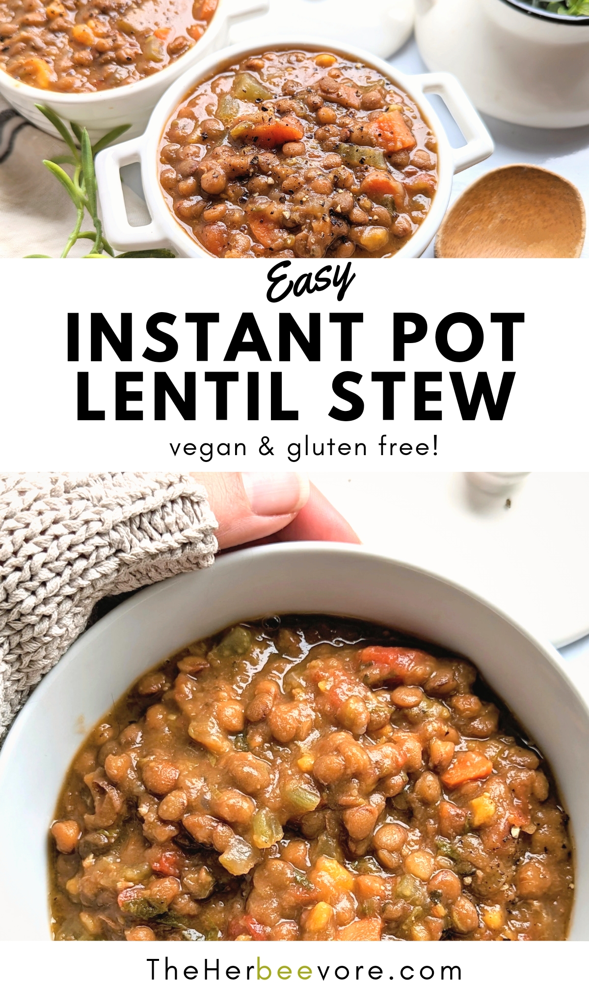 instant pot lentil stew recipe vegan vegetarian gluten free pressure cooker stew recipes with lentils