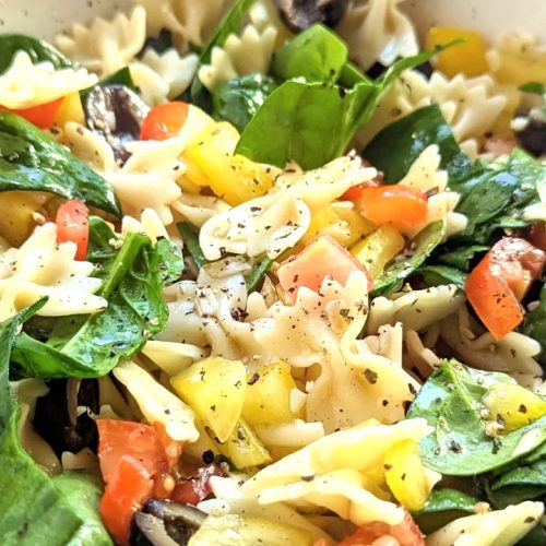 farfalle pasta salad recipe bowtie pasta salad with italian dressing vegetarian with a vegan option