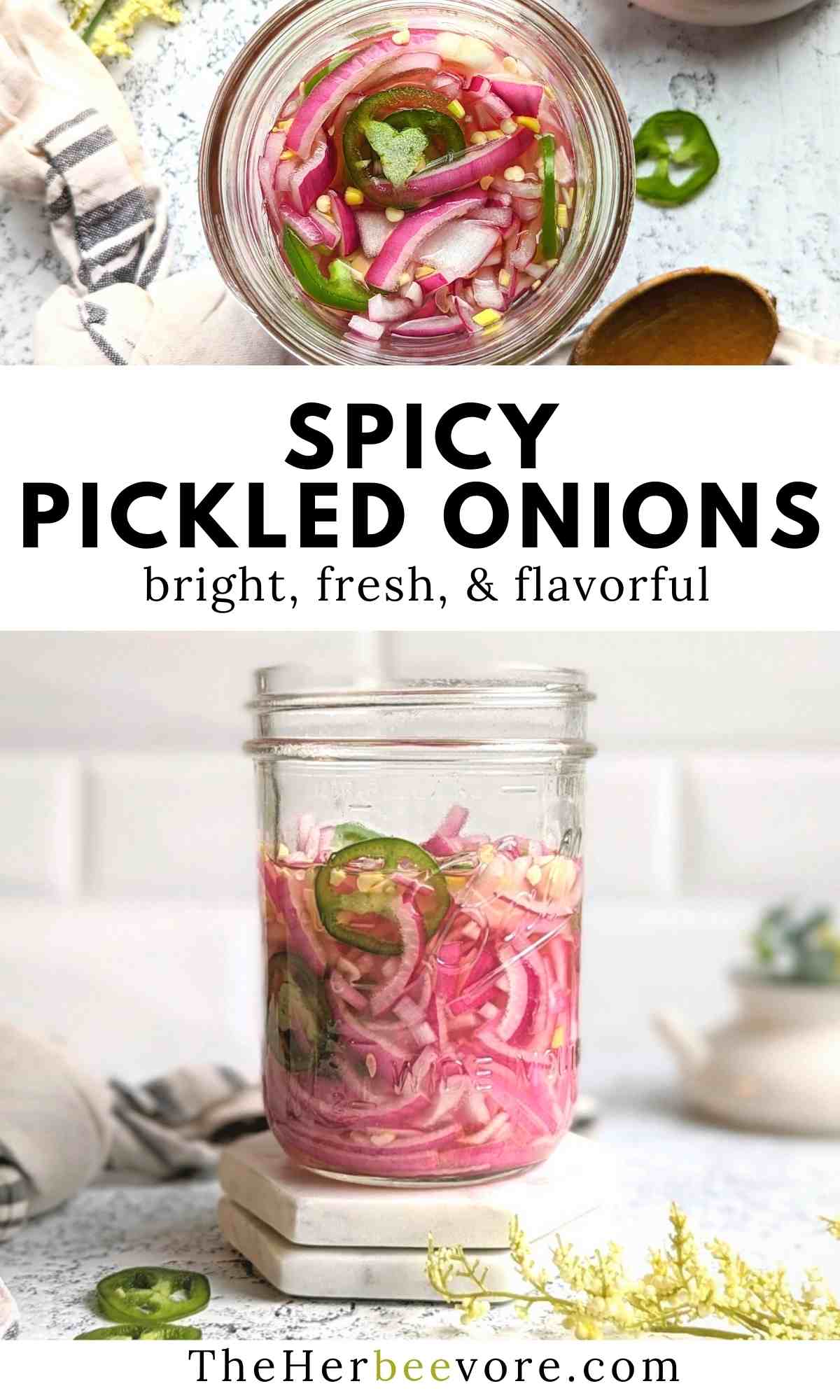 spicy pickled onions recipe with jalapeno peppers vegan vegetarian and no cook onion recipes
