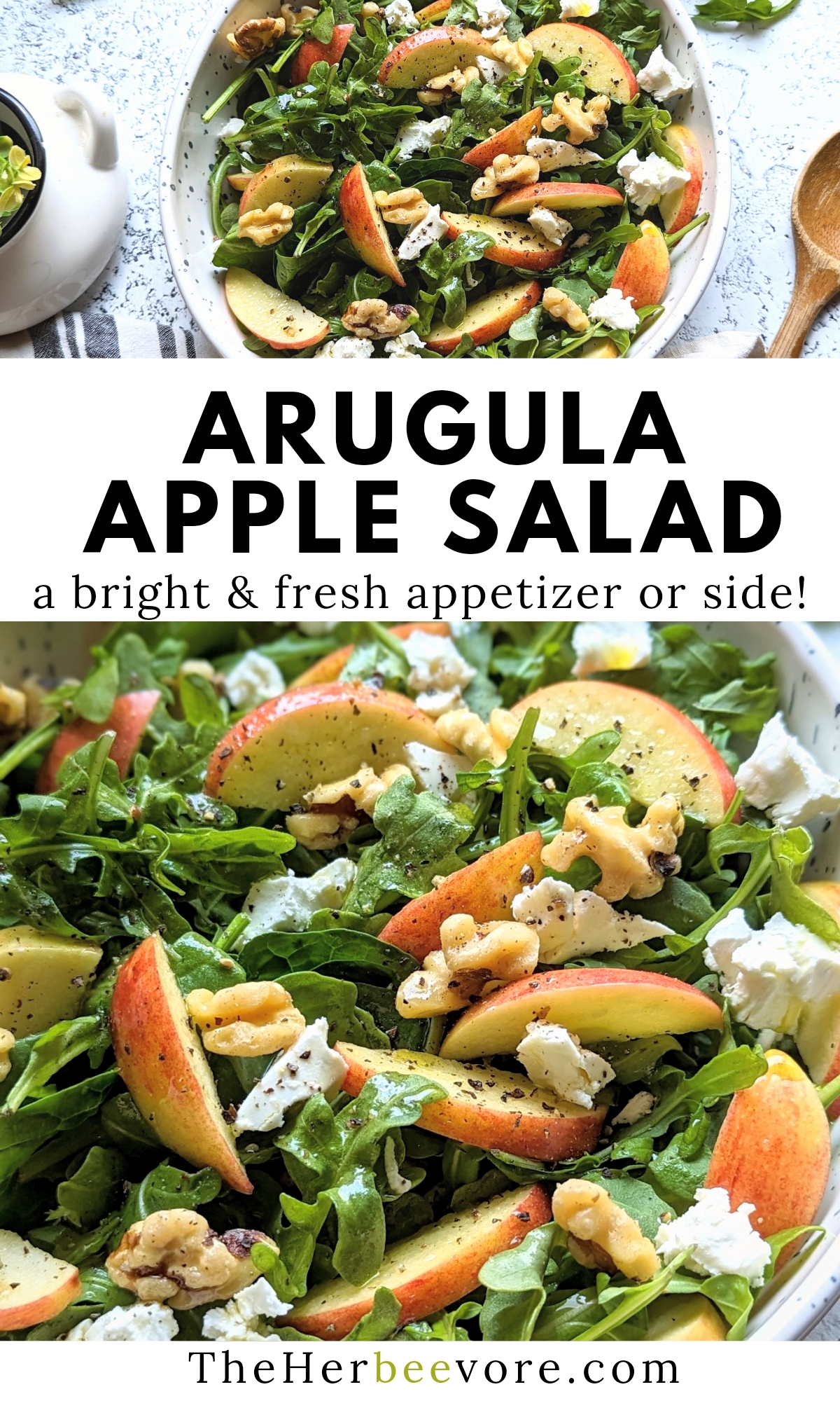 arugula apple salad recipe a bright fresh appetizer with fruit goat cheese and rocket