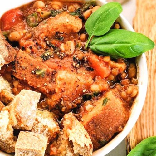 tuscan ribollita soup recipe vegan gluten free vegetarian veganuary meatless monday filling soup recipes with leftover bread stale