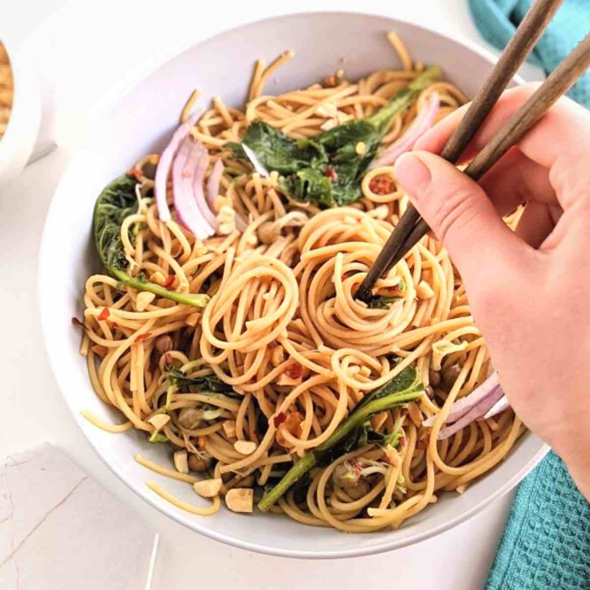 vegan peanut noodles recipe creamy healthy high protein vegetables asian inspired easy weeknight meal dinner lunch 15 minute recipe