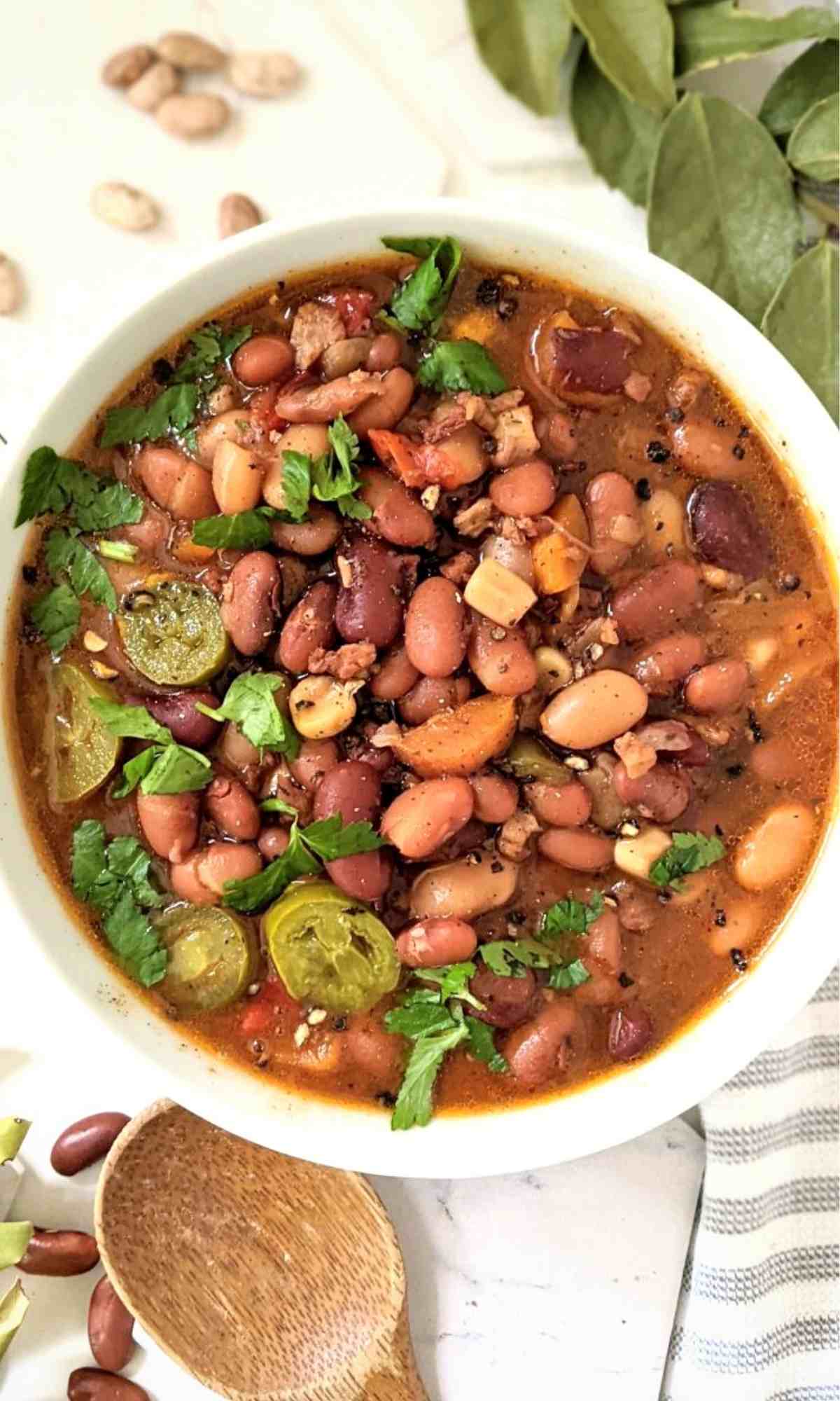 cowboy bean stew vegan with kidney beans navy beans and pinto beans a high protein hearty bbq bean stew for lunch or dinner high protein high fiber vegan recipes