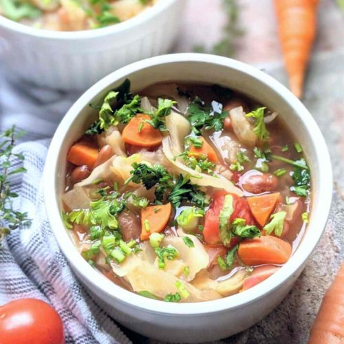 bean and cabbage soup recipe with tomatoes carrots greens healthy low calorie bean soups high in fiber