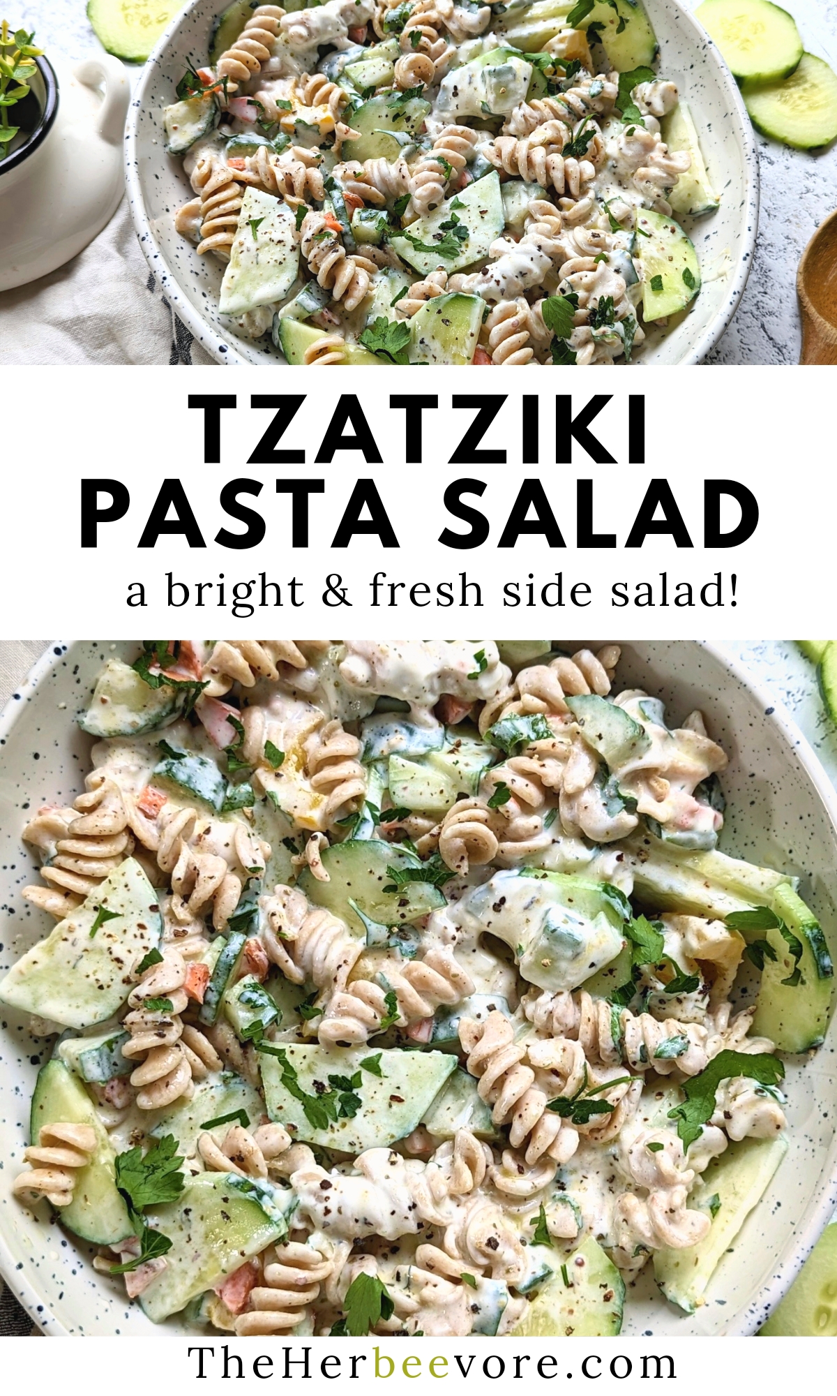 summer tzatziki pasta salad recipe vegan vegetarian gluten free pasta salads summer side dishes recipe