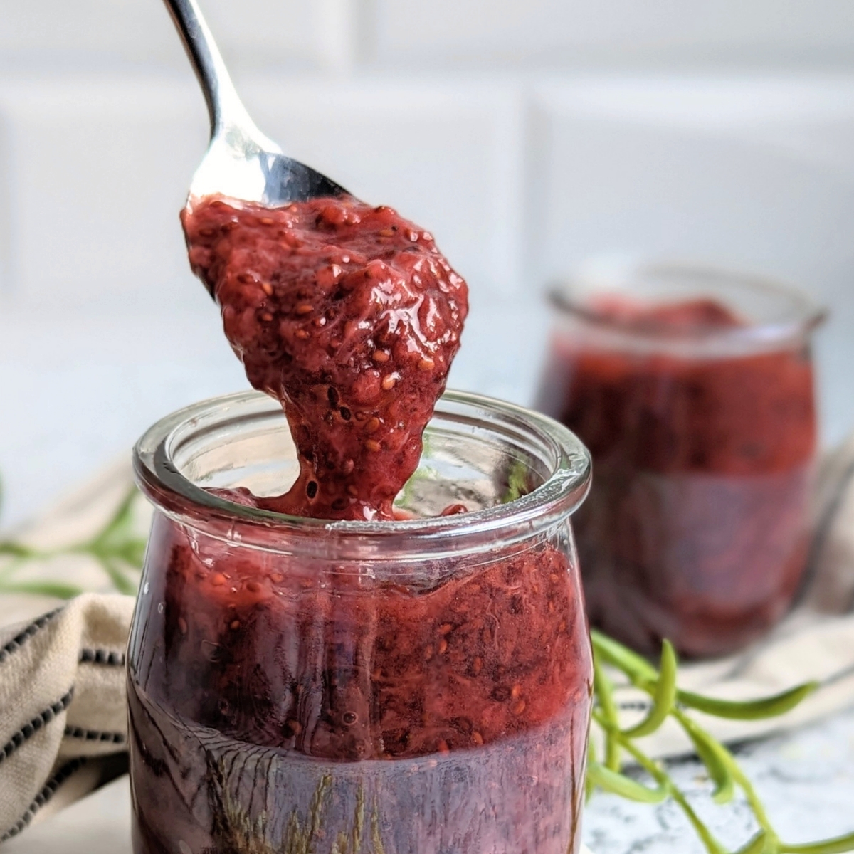 reduced sugar strawberry jam with frozen strawberries chia seeds and lemon juice less sugar than traditional jam