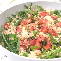 high protein quinoa salad with bruschetta made with fresh garden tomatoes recipes vegan gluten free quinoa salad with basil green onion and balsamic vinaigrette