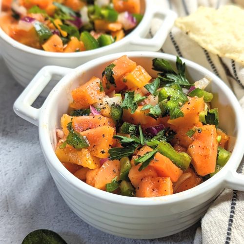 papaya cilantro salsa recipe with lime juice healthy tropical salsa with papayas and peppers