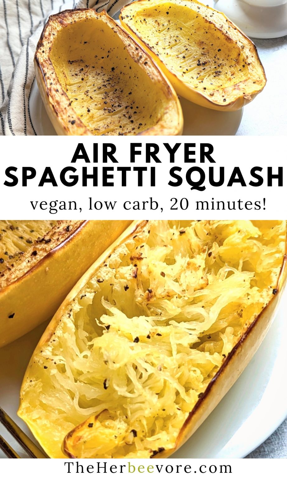 How to Cook Spaghetti Squash in the Air Fryer - The Herbeevore