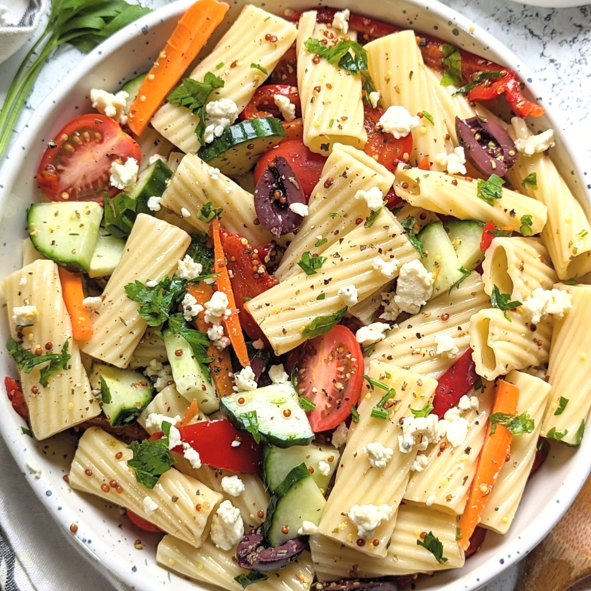 Rigatoni Pasta Salad Recipe (Vegetarian)