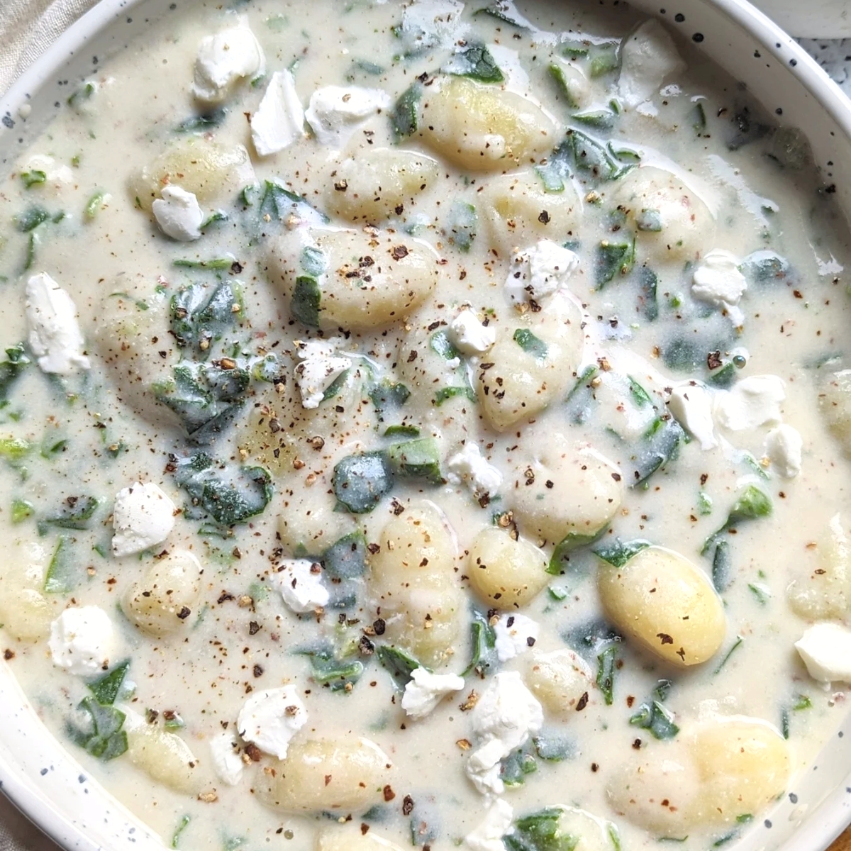 Creamy Gorgonzola Gnocchi with Spinach and Pine Nuts - Nutmeg Nanny