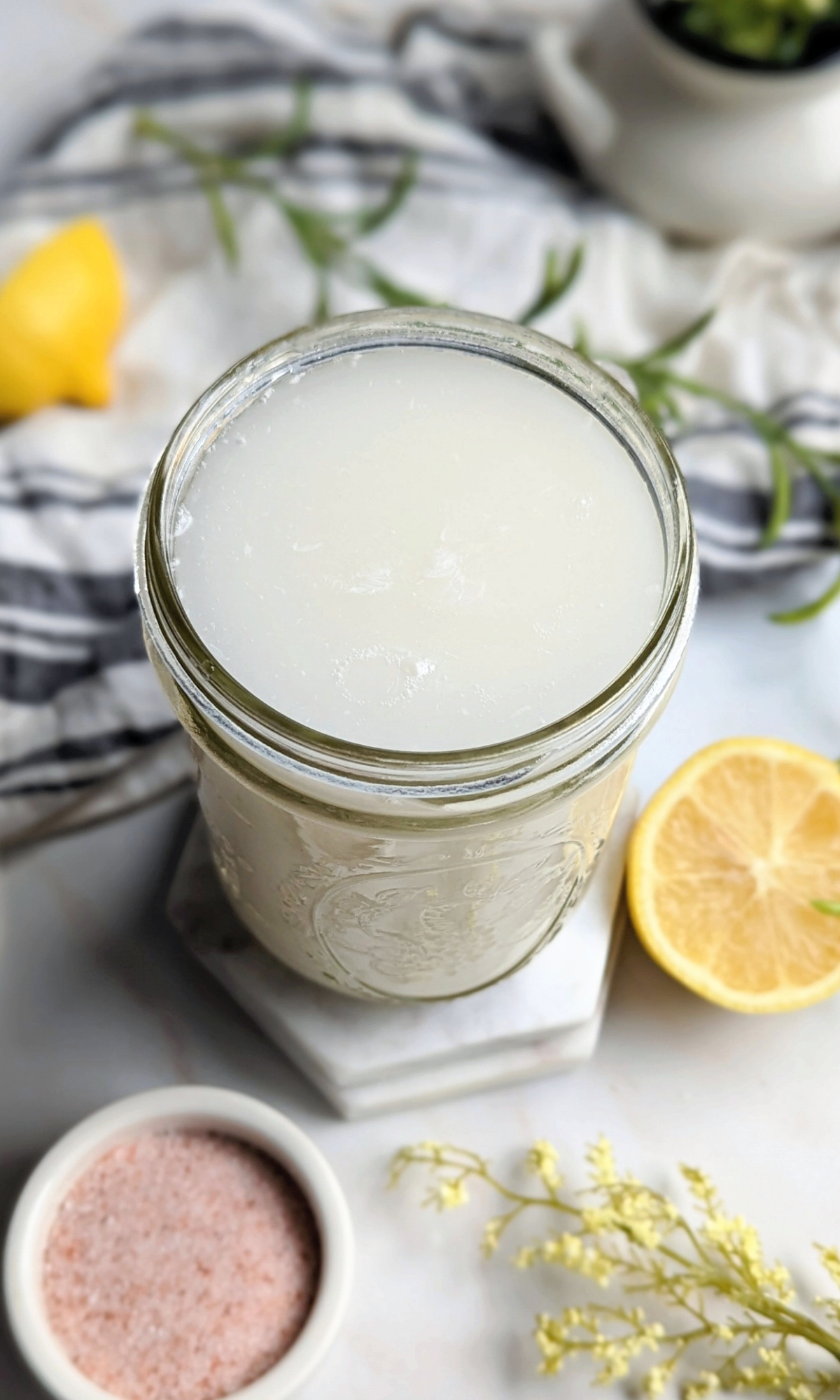 diy electrolyte drink with coconut water fresh lemon juice and the salt 