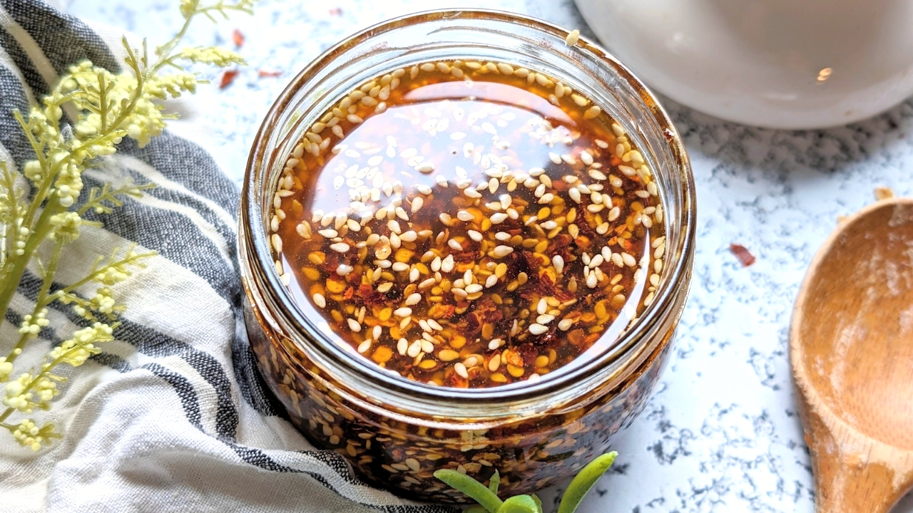 sweet chili crisp recipe with honey spicy condiment with chili flake sauce