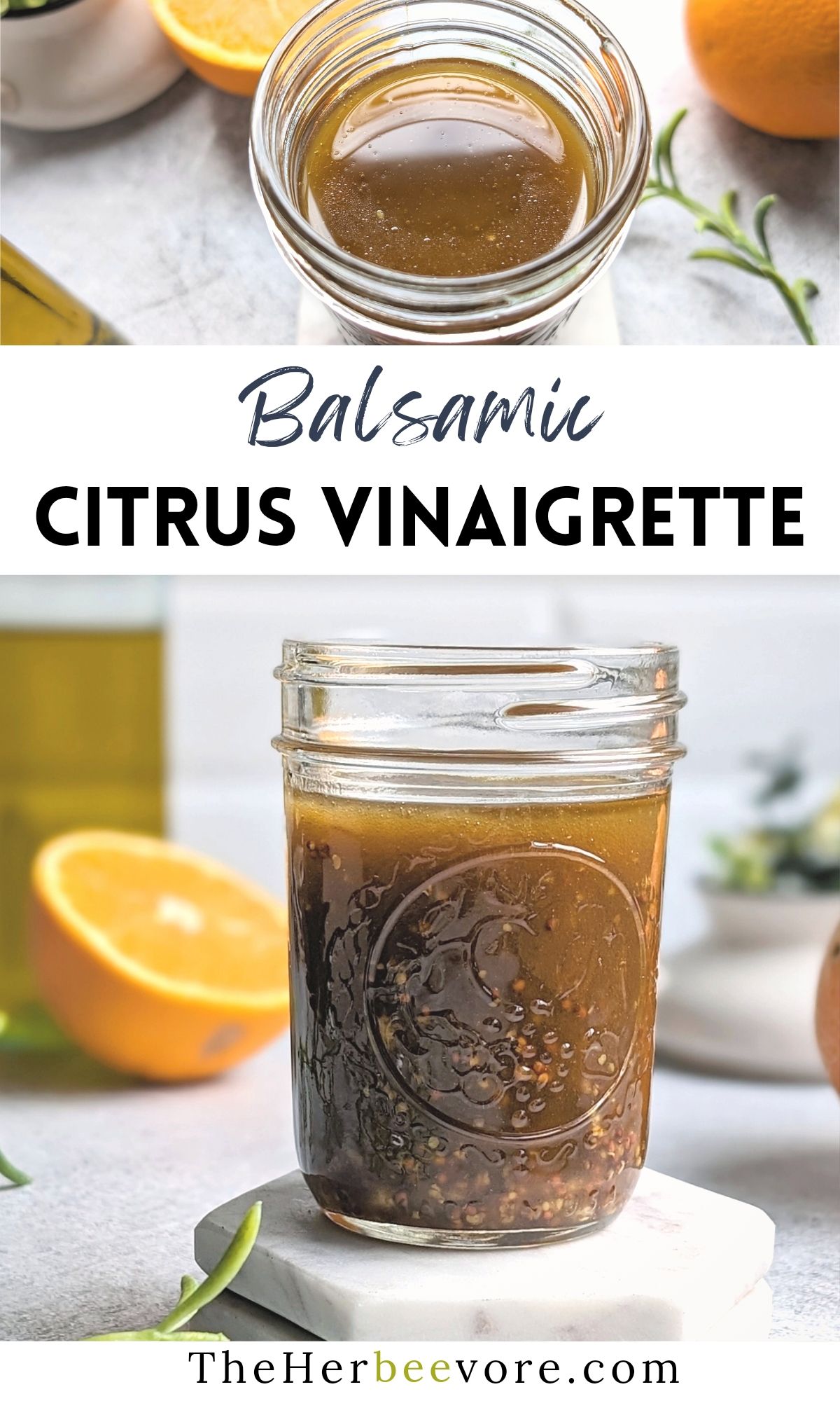 balsamic citrus vinaigrette dressing recipe with fresh orange juice salt pepper extra virgin olive oil and whole grain mustard vegan vegetarian dairy free creamy dressing
