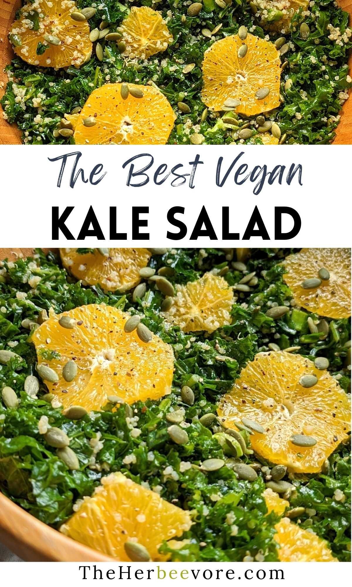 the best vegan kale salad recipe with orange balsamic salad dressing pumpkin seeds and oranges a seasonal winter salad that is plant based