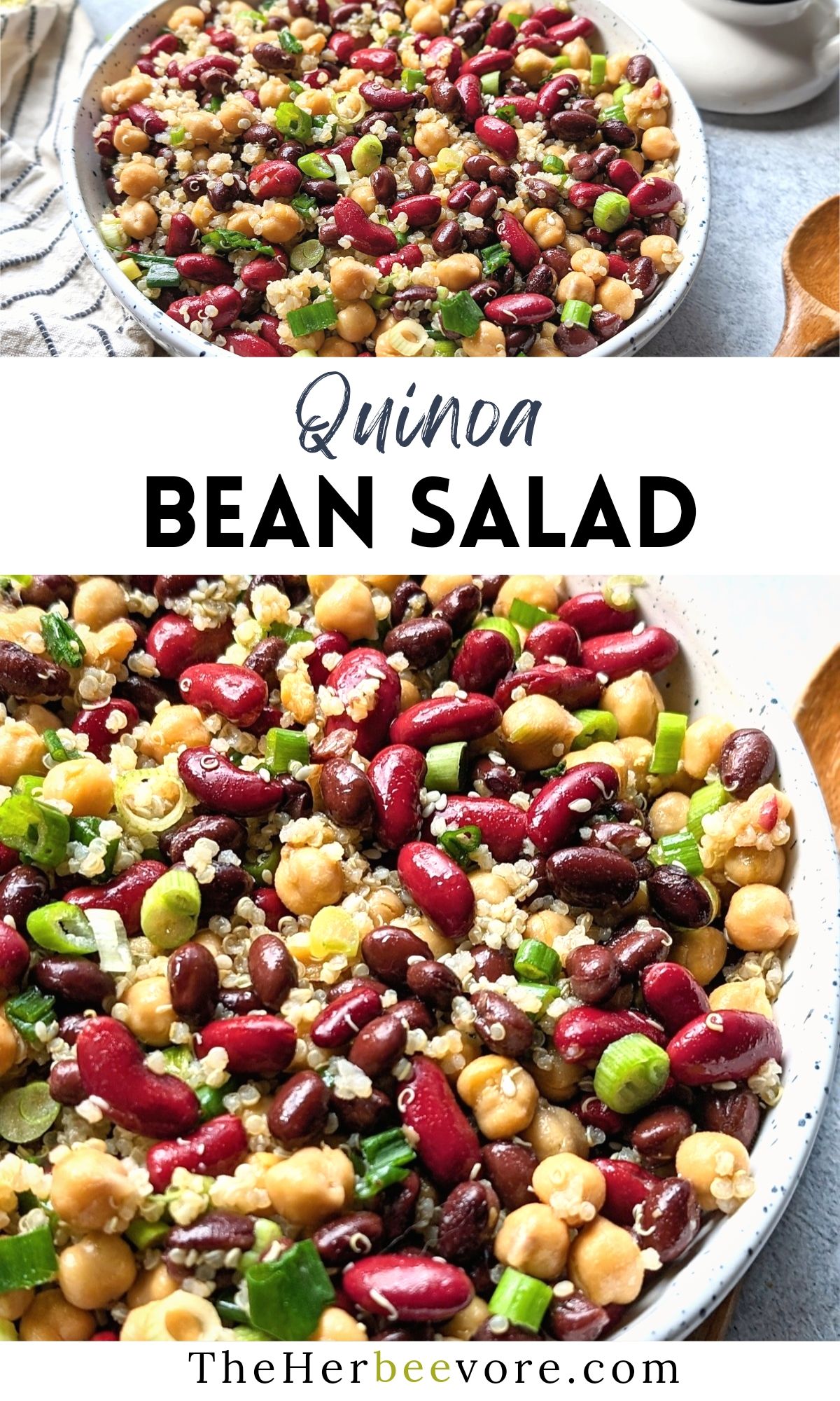 3 Bean Salad with Grains easy quinoa bean salad recipe with fresh homemade vinaigrette dressing