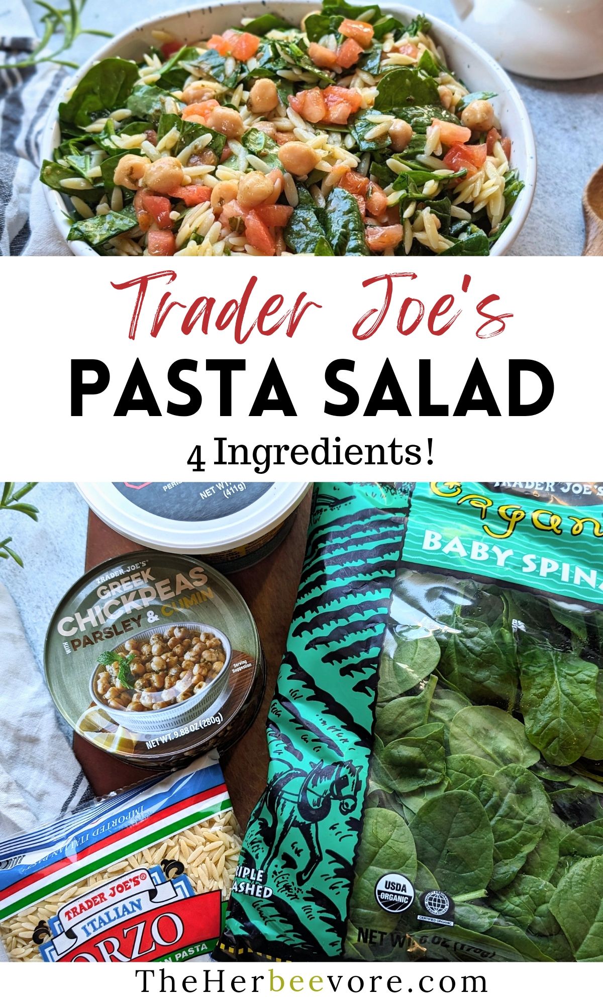 4 ingredient pasta salad recipe Trader Joe's products easy healthy trader joe's meals and recipe ideas
