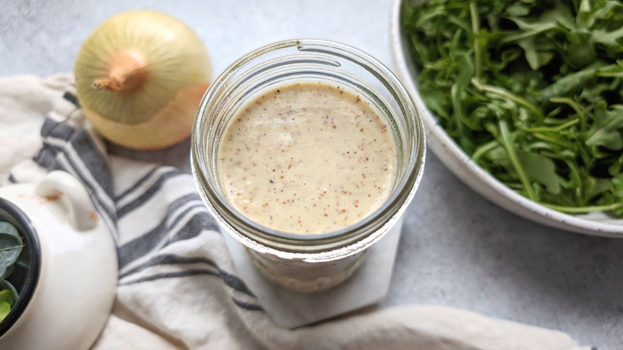 sweet onion Dijon dressing recipe with onions and dairy free