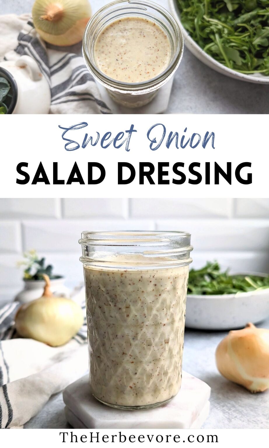 Sweet Onion Salad Dressing Recipe with Dijon - The Herbeevore