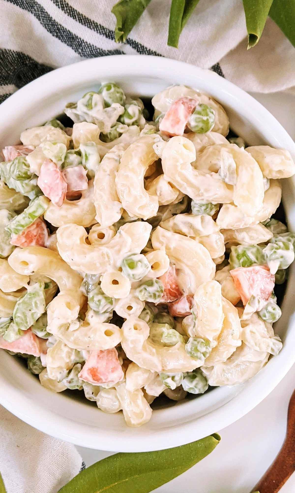 mac and pea salad recipe dairy free vegan ranch dressing pasta salad recipe gluten free pasta salads for entertaining summer side dish recipes macaroni salad with peas and ranch