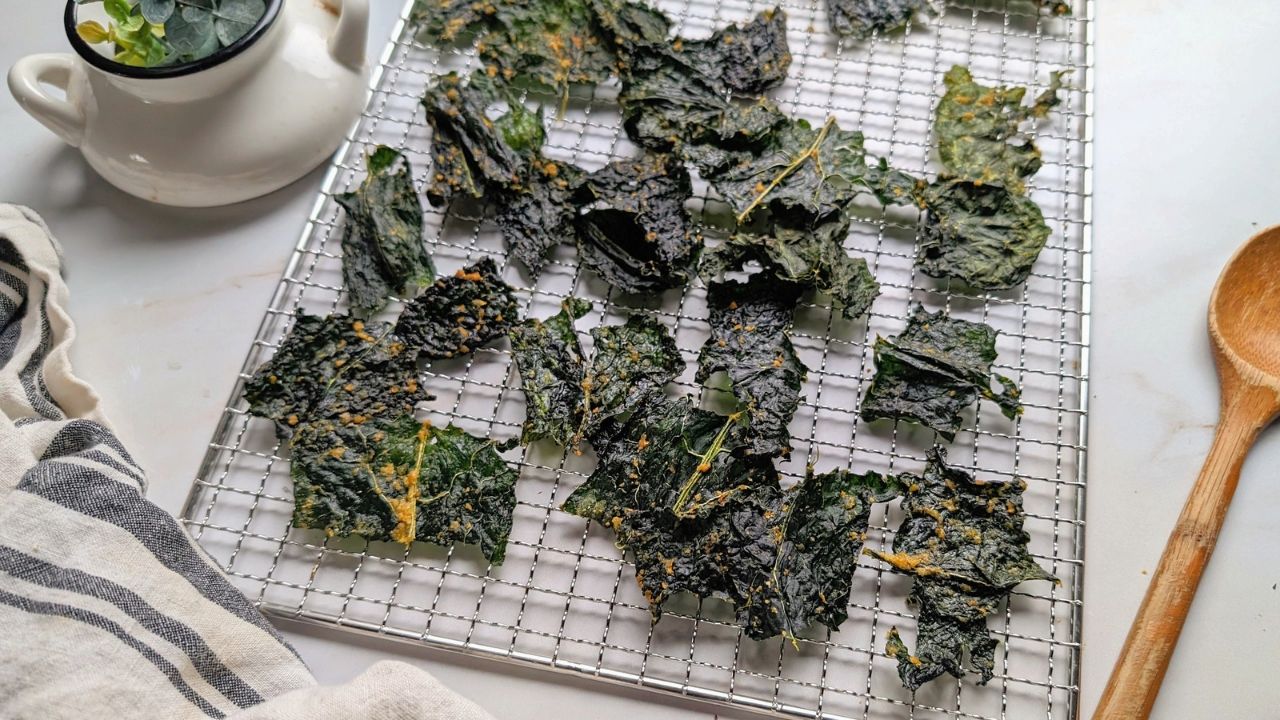 kale chips in the dehydrator recipe with salt nutritional yeast