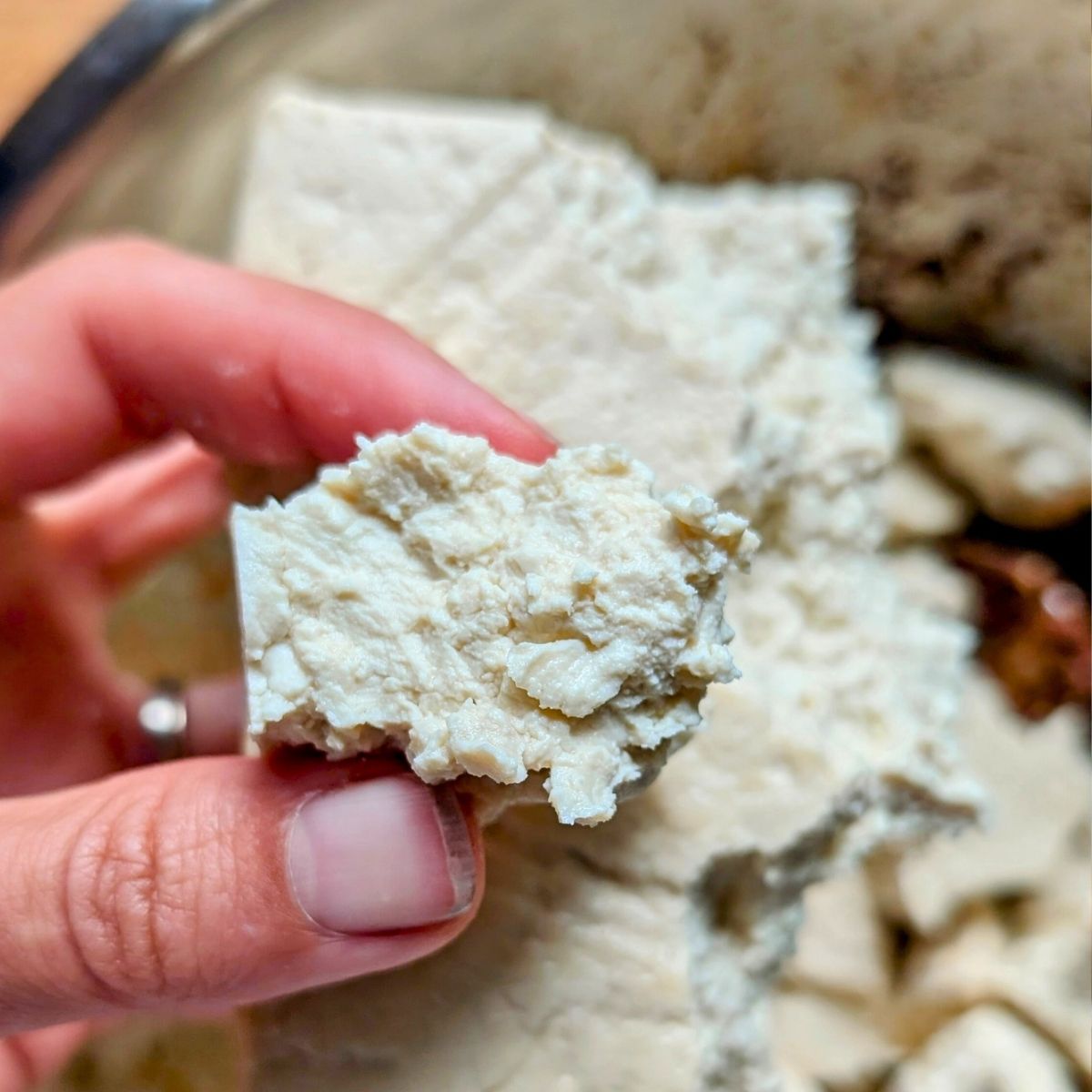 crumbled extra firm tofu into bite sized pieces to imitate chicken.