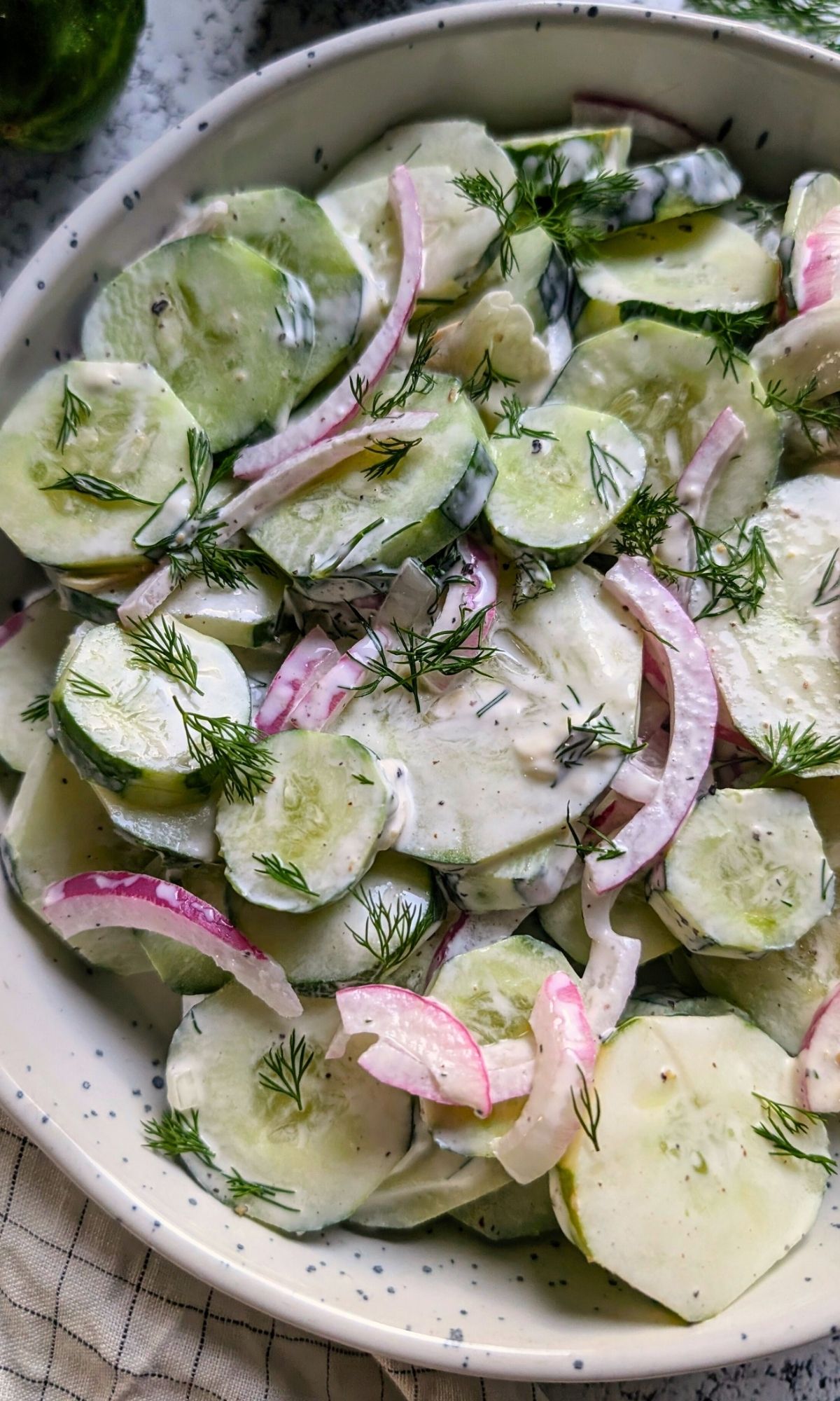 creamy cucumber mayo salad recipe viral tiktok cucumber salad with onions and vinegar.