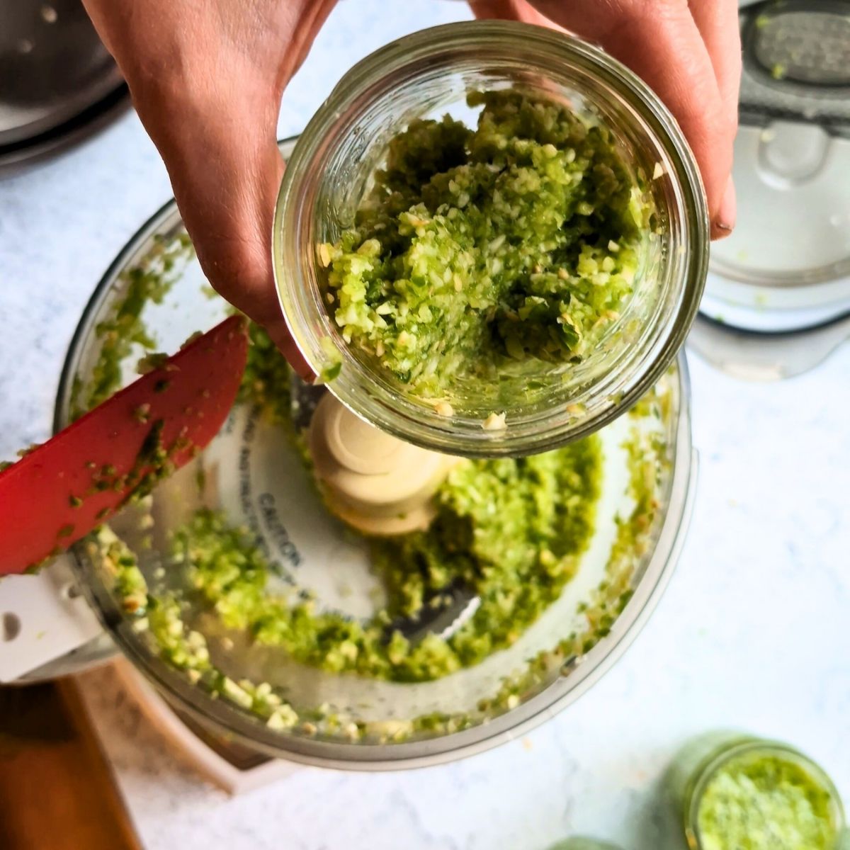 hot sauce made with fresh jalapeno peppers, garlic, and vinegar.