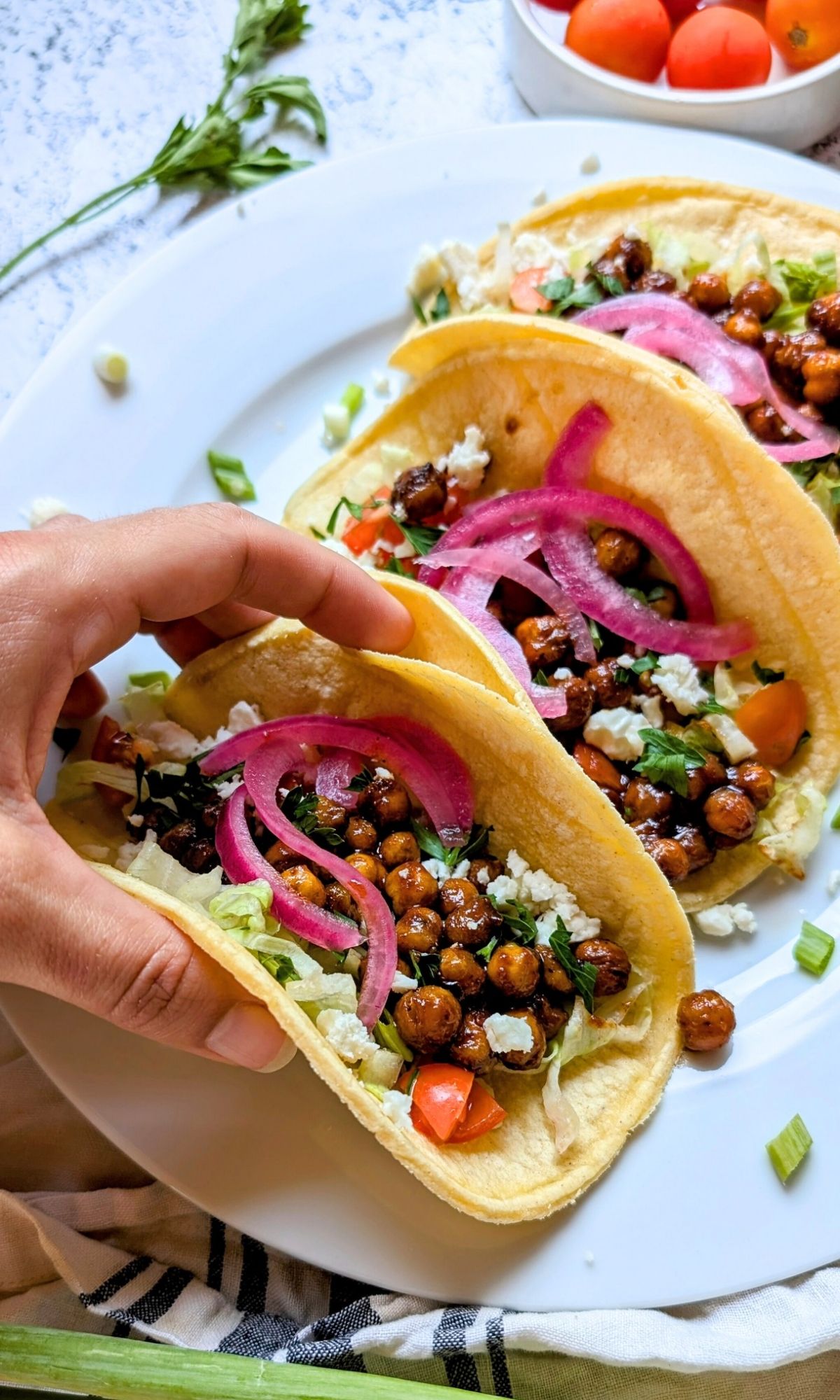 canned garbanzo bean tacos taco night vegan pantry recipes gluten free vegetarian corn tortillas authentic mexican bbq tacos recipe