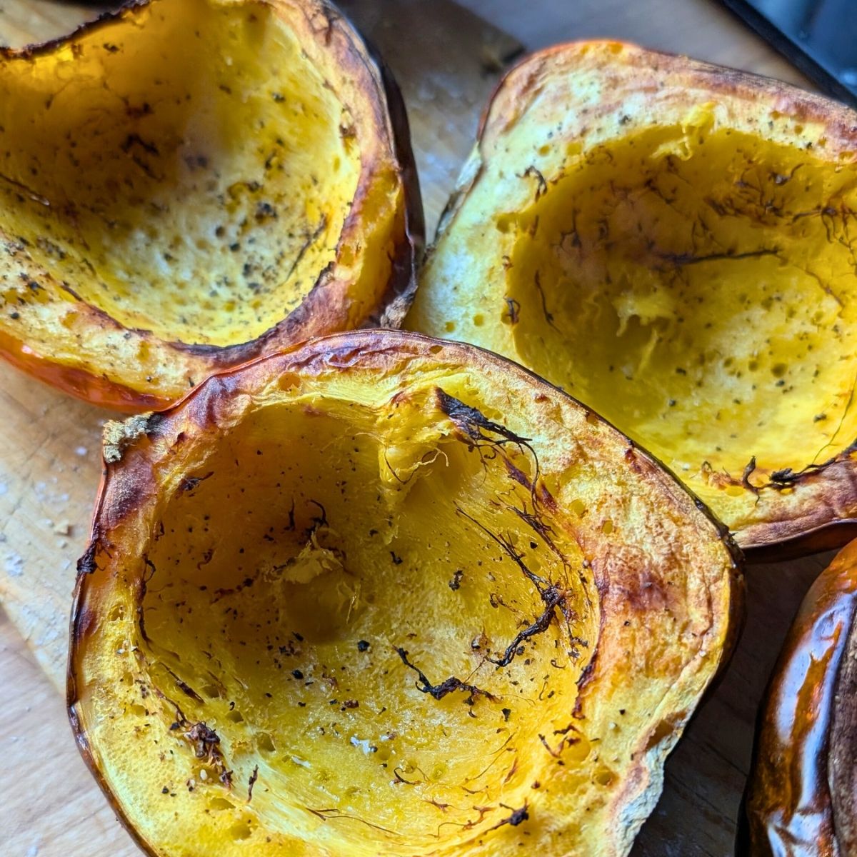 roasted acorn squash with olive oil, salt, and pepper to make noodles and sauce.