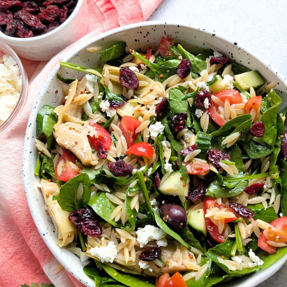 Cranberry Orzo Salad with Spinach and Feta Cheese Recipe