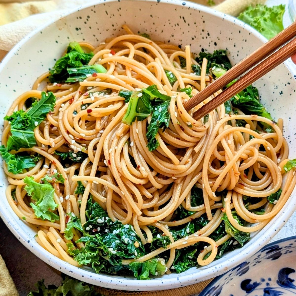 Spicy Sesame Kale Noodles Recipe (15-Minute Lunch!)