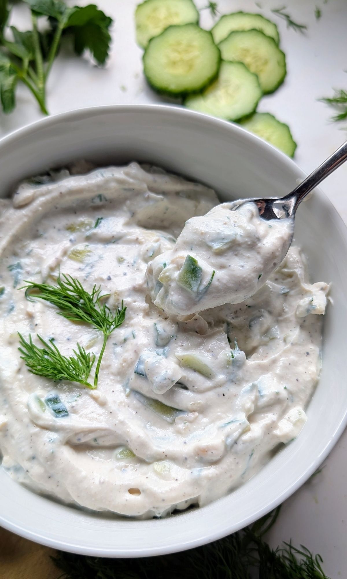 creamy greek tzatziki sauce with fresh dill and cucumbers gluten free