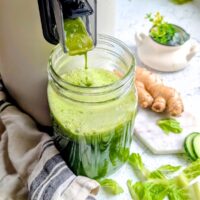 a green juice juicer recipe for tasty green juice with ginger and kale