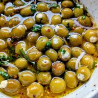 marinated olives stuffed with blue cheese and herbs and spices