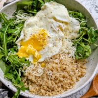 parmesan egg and quinoa bowls recipe salad with egg and cooked quinoa with cheese