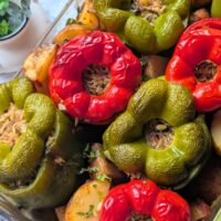 vegan herby stuffed peppers greek recipes yemista recipe with red and green pepper